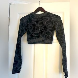 Gymshark Black Camo Crop Top Size: Medium